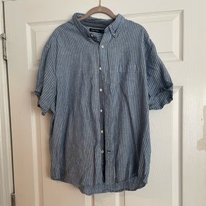 Nautica Mens Linen Button Down Short Sleeved 2XL
